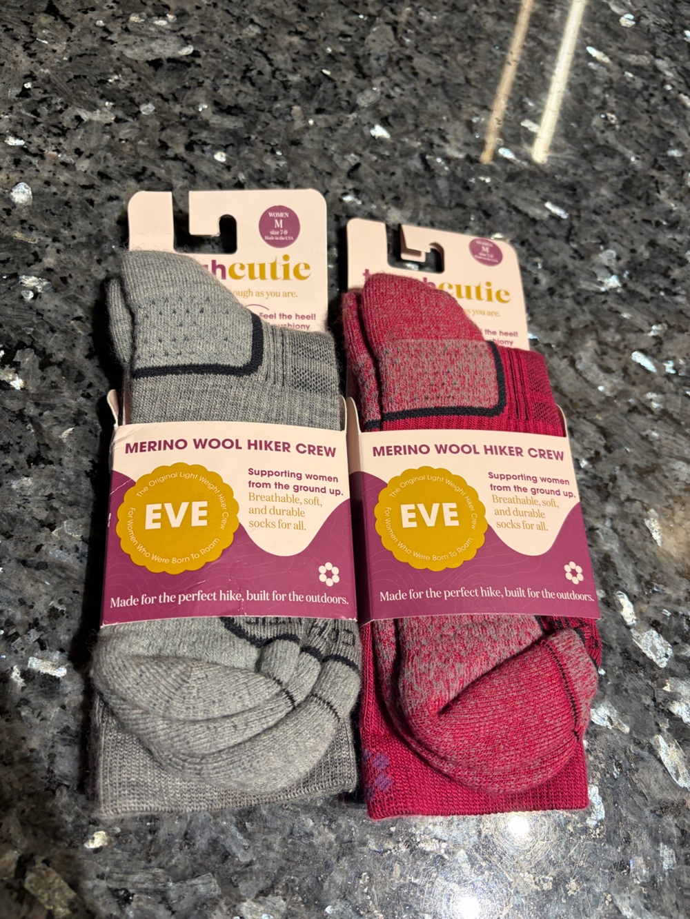 New Tough Cutie Eve Wool Hiker Crew Womens Socks Sz 7-9 Medium Lot Of 2